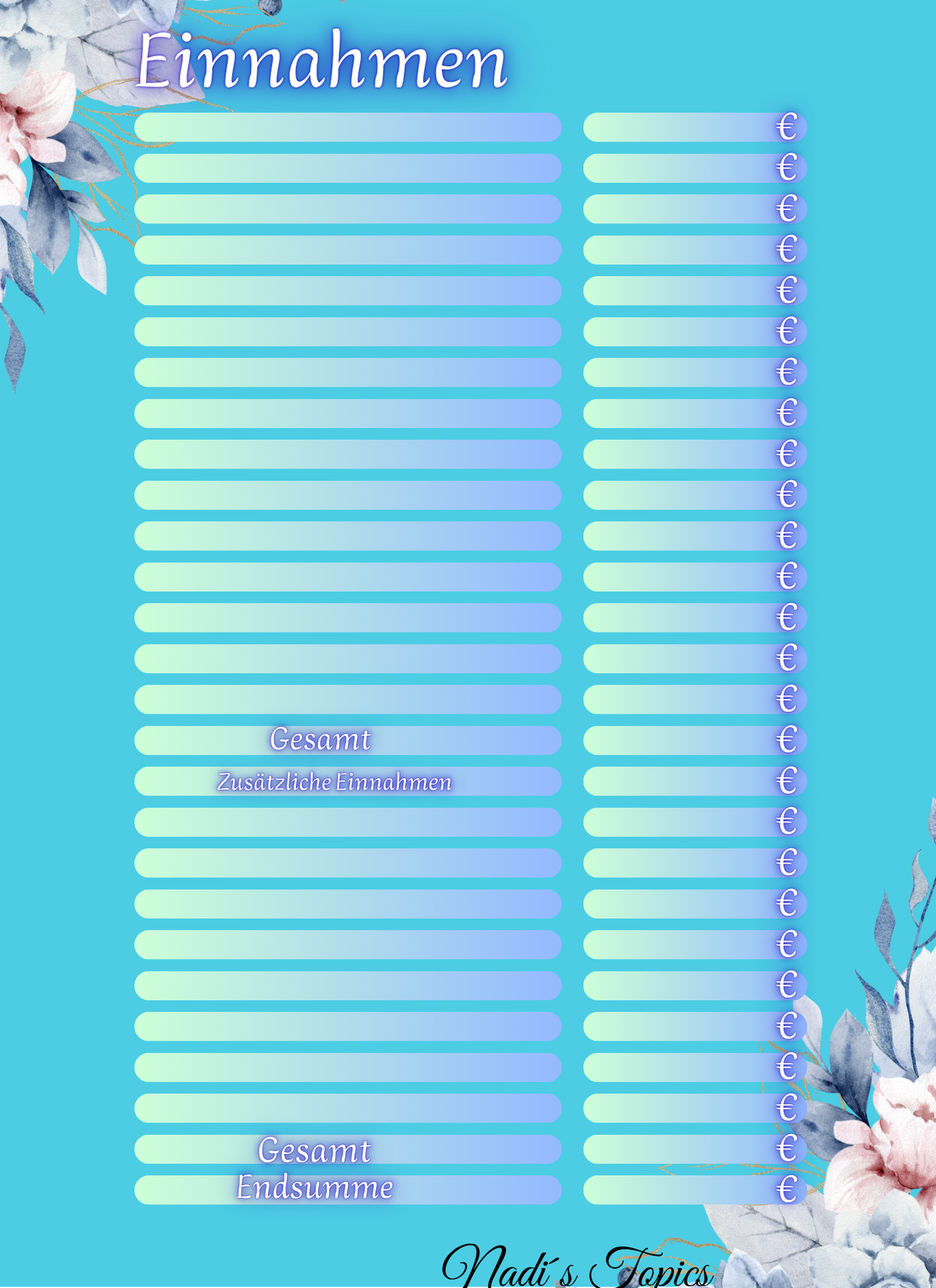 Budget Planer 2026, Blau - Digital