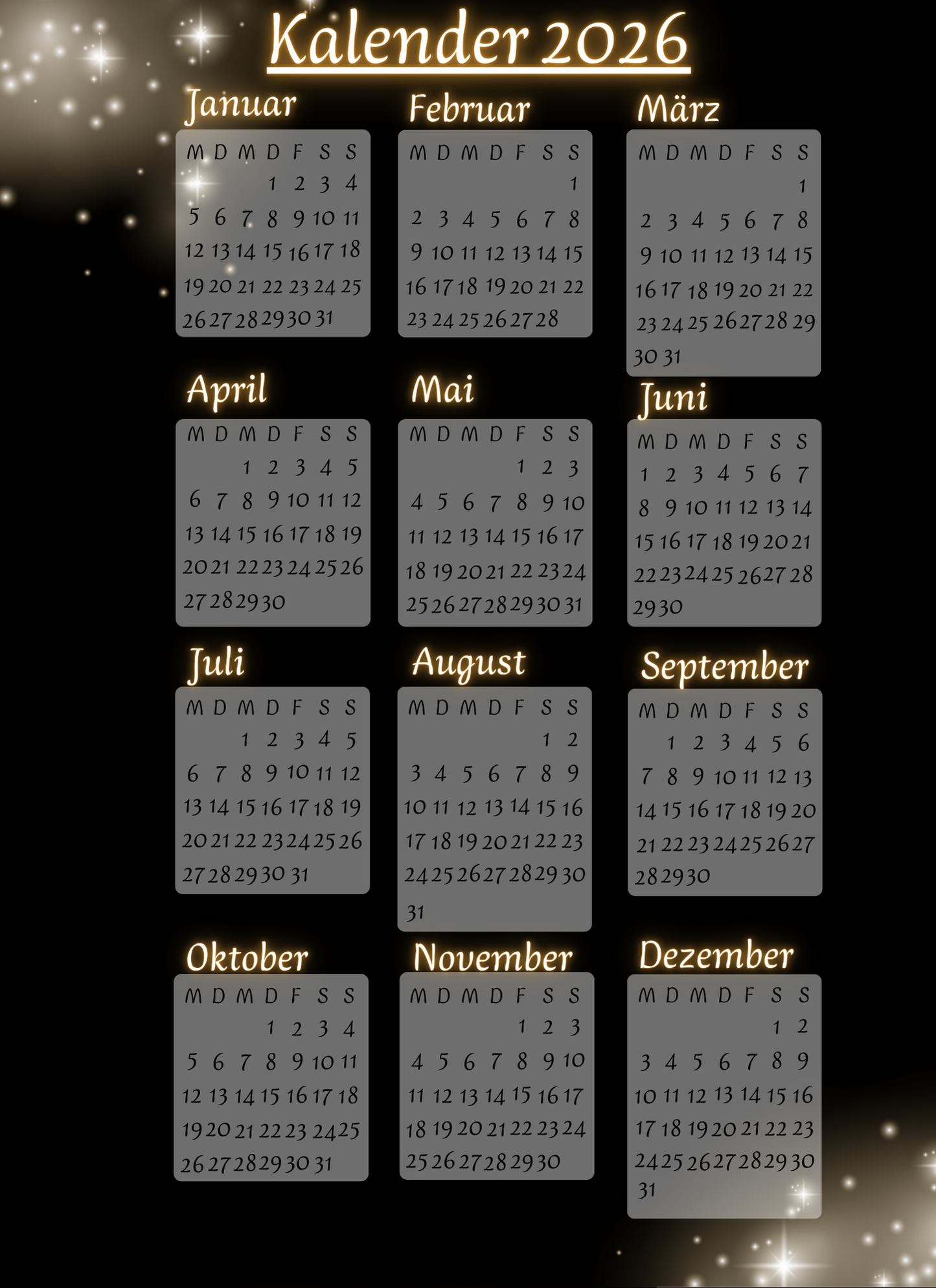 Budget Planer 2026 Schwarz, Gold -Digital