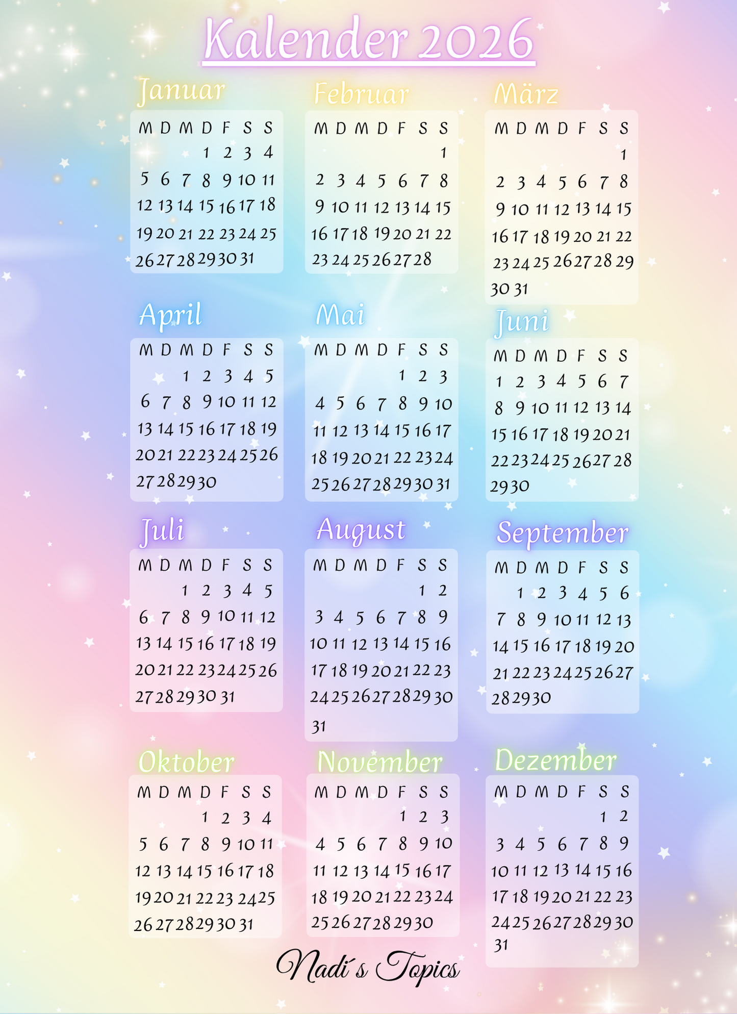 Budget Planer 2026- Pastell