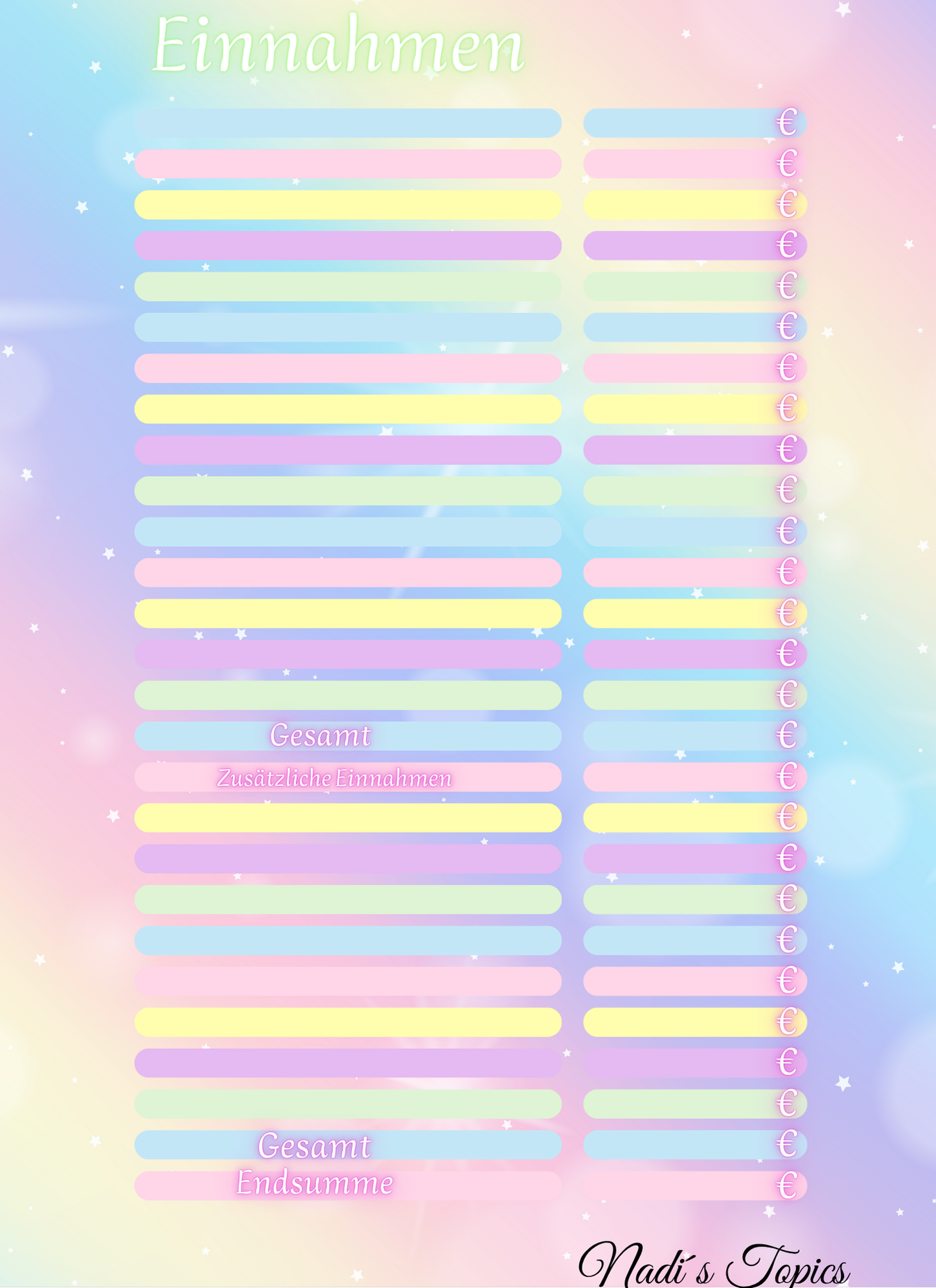 Budget Planer 2026- Pastell