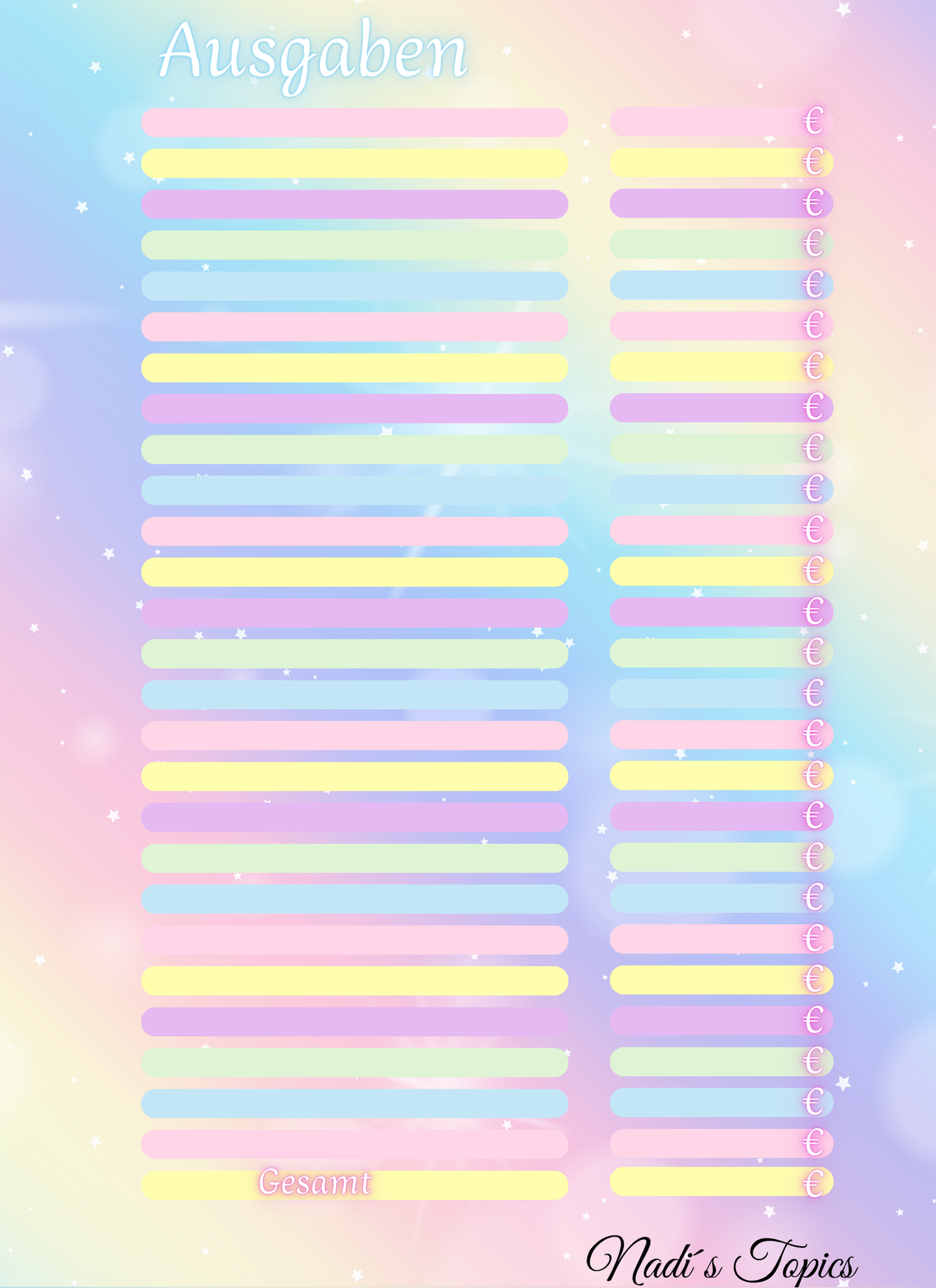 Budget Planer 2026- Pastell