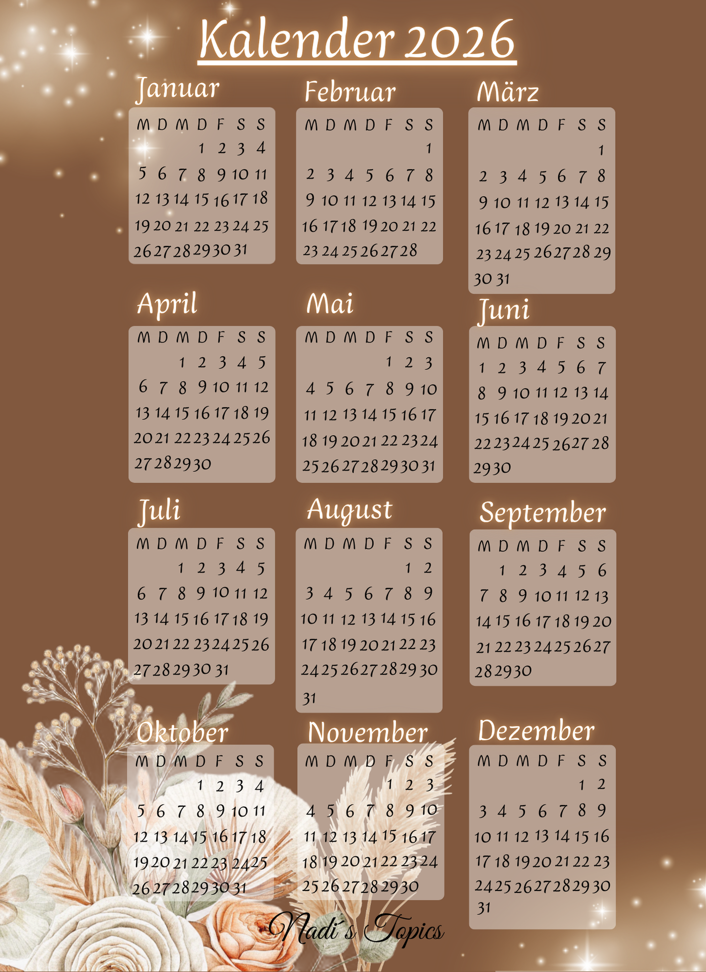 Budget Planer 2026 - Creme, Braun