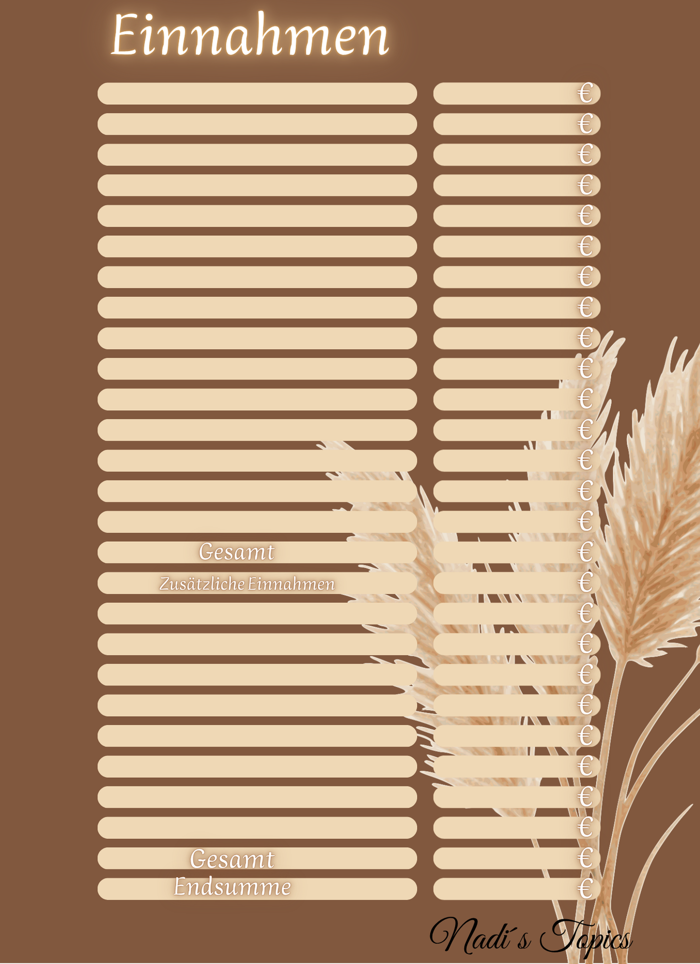 Budget Planer 2026 - Creme, Braun