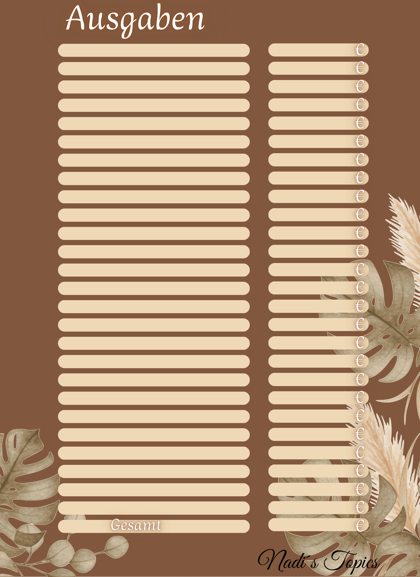 Budget Planer 2026 - Creme, Braun