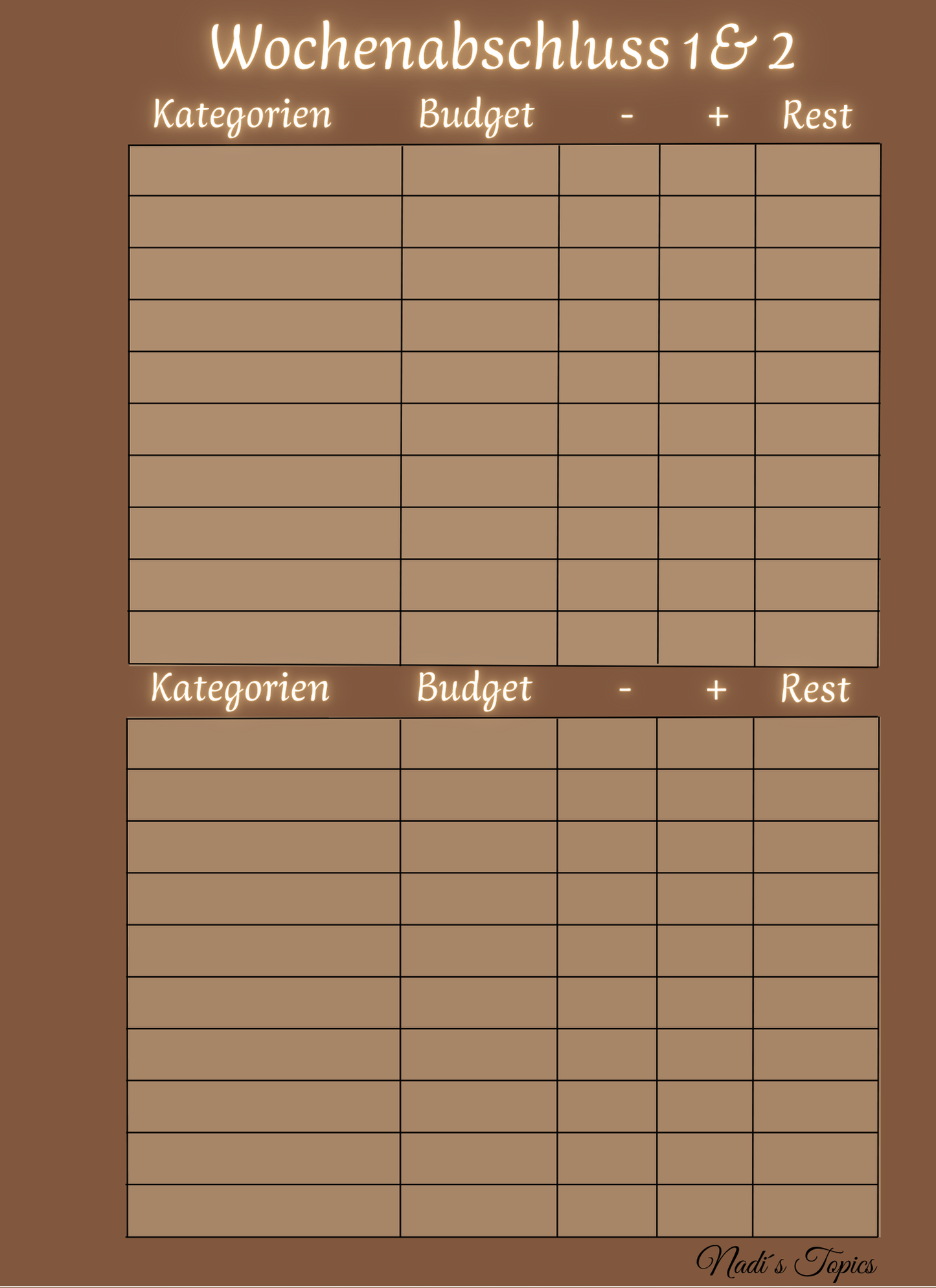 Budget Planer 2026 - Creme, Braun