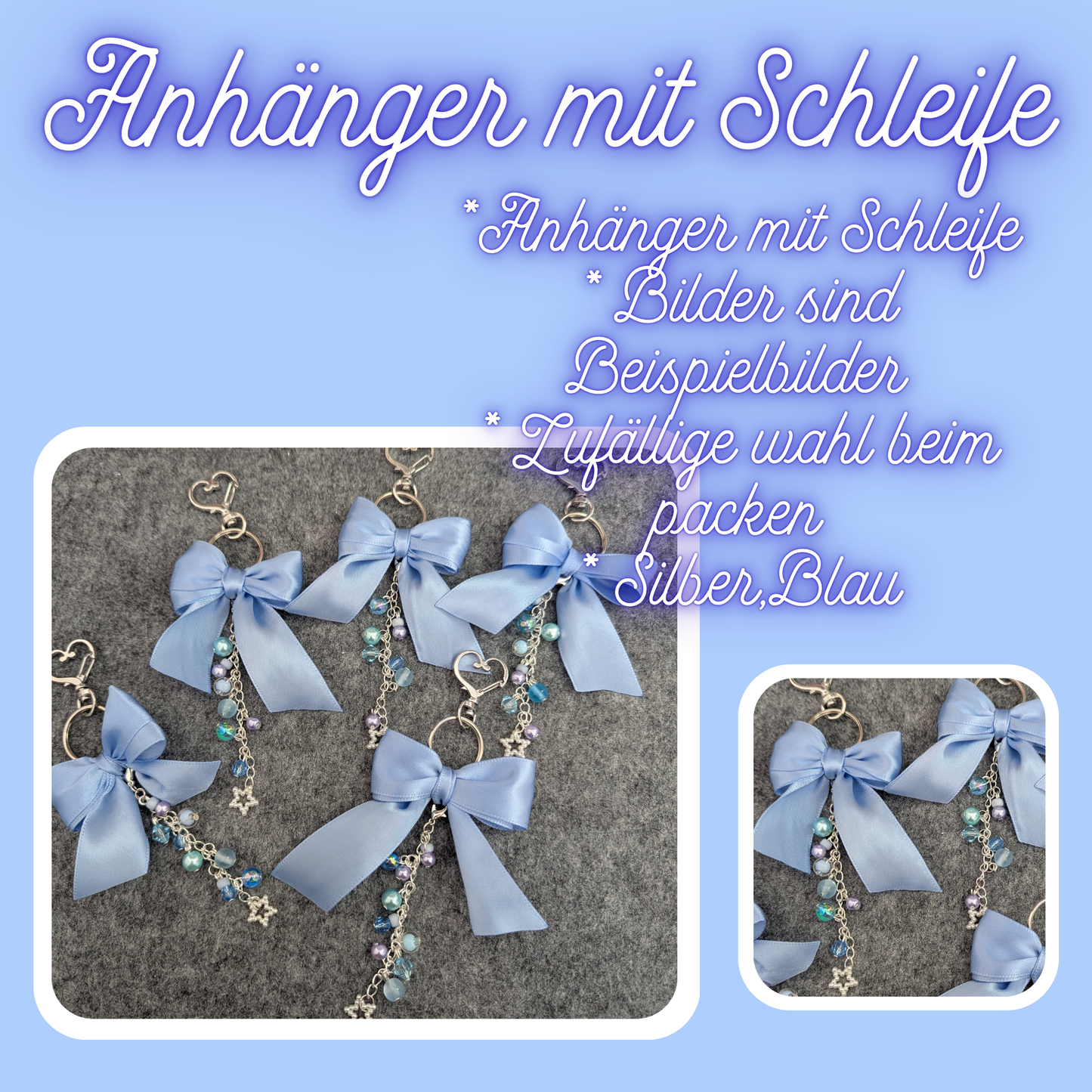 Anhänger- Silber, Hell blau